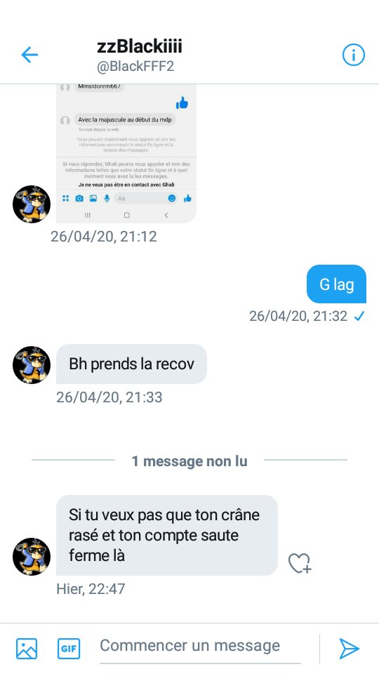 Quand il n’y en a plus, il y en a encore 😫 je me fais menacer par un membre de la EQualizer que j’appréciais... dois-je changer d’identité pour garder mon crâne sain et sauf?! Pour mon compte j’ai déjà changé le MDP 😏