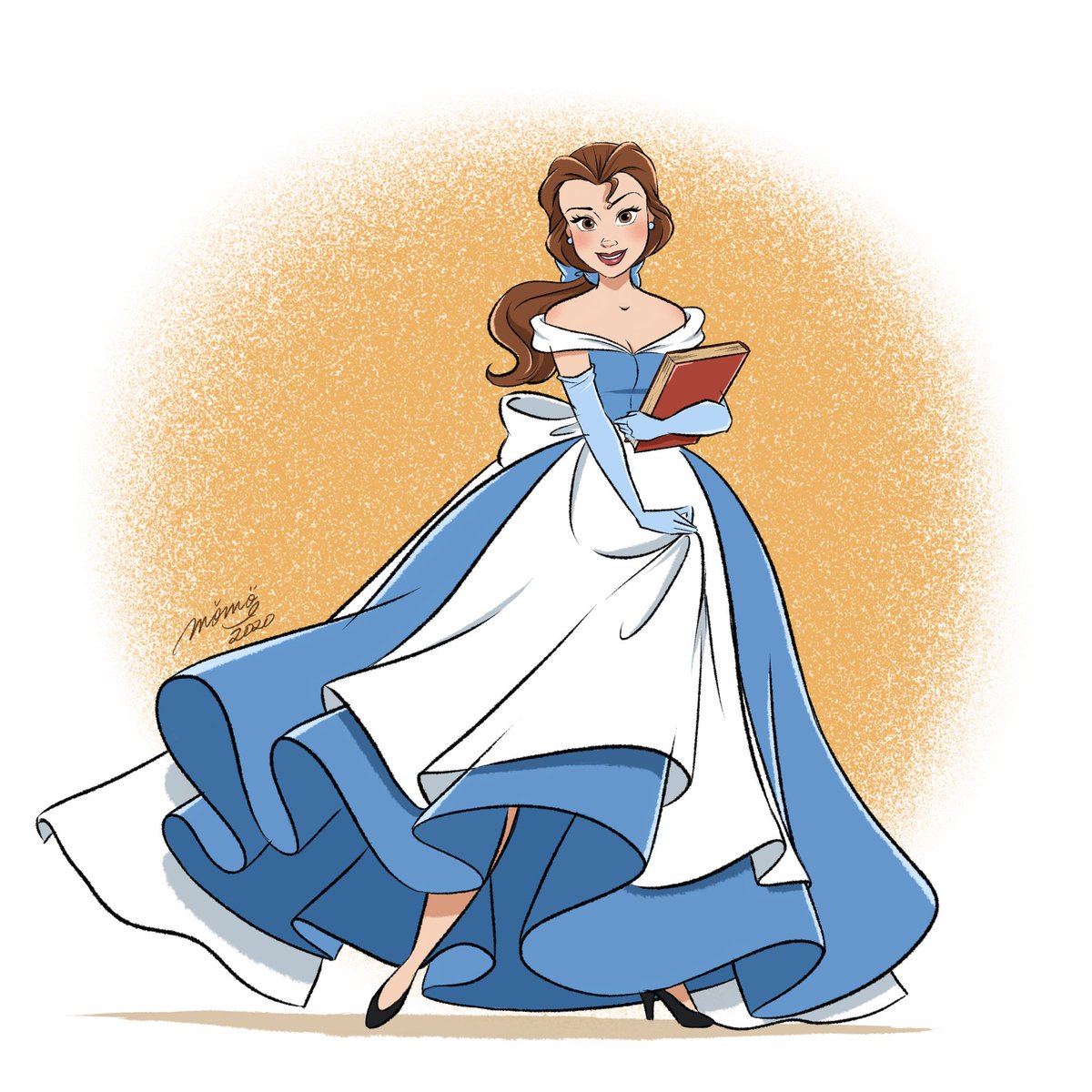 Duckymomo プリンセスになる前の衣装をイメージしたドレスを描いてみました Disney Disneyprincess Belle Cinderella ディズニープリンセス ベル シンデレラ ドレス T Co Fqbultpfla Twitter