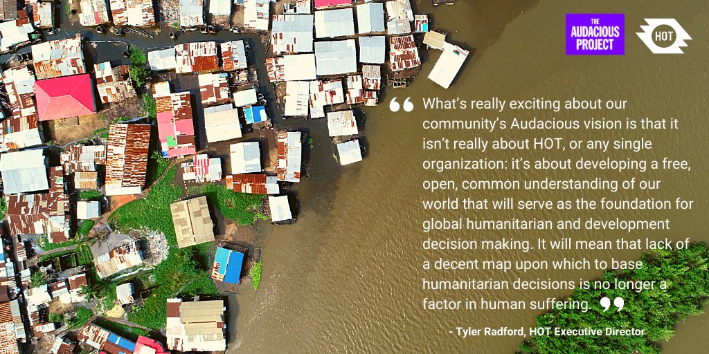 hotosm's tweet image. HOT is honored &amp;amp; humbled to announce that our community has been selected by @TheAudaciousPrj &amp;amp; will receive support to map an area home to 1 billion people at risk of disaster who are not currently on the map. #Audacious2020 #TED2020 bit.ly/2YcPVFi