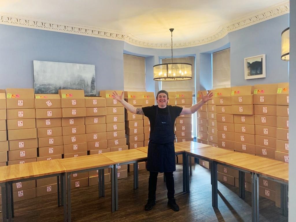 banks_chef's tweet photo. Who needs seats? Getting ready for our first UK wide delivery. 1.5 tons of deliveries heading out! https://t.co/ZRjHhJxK02