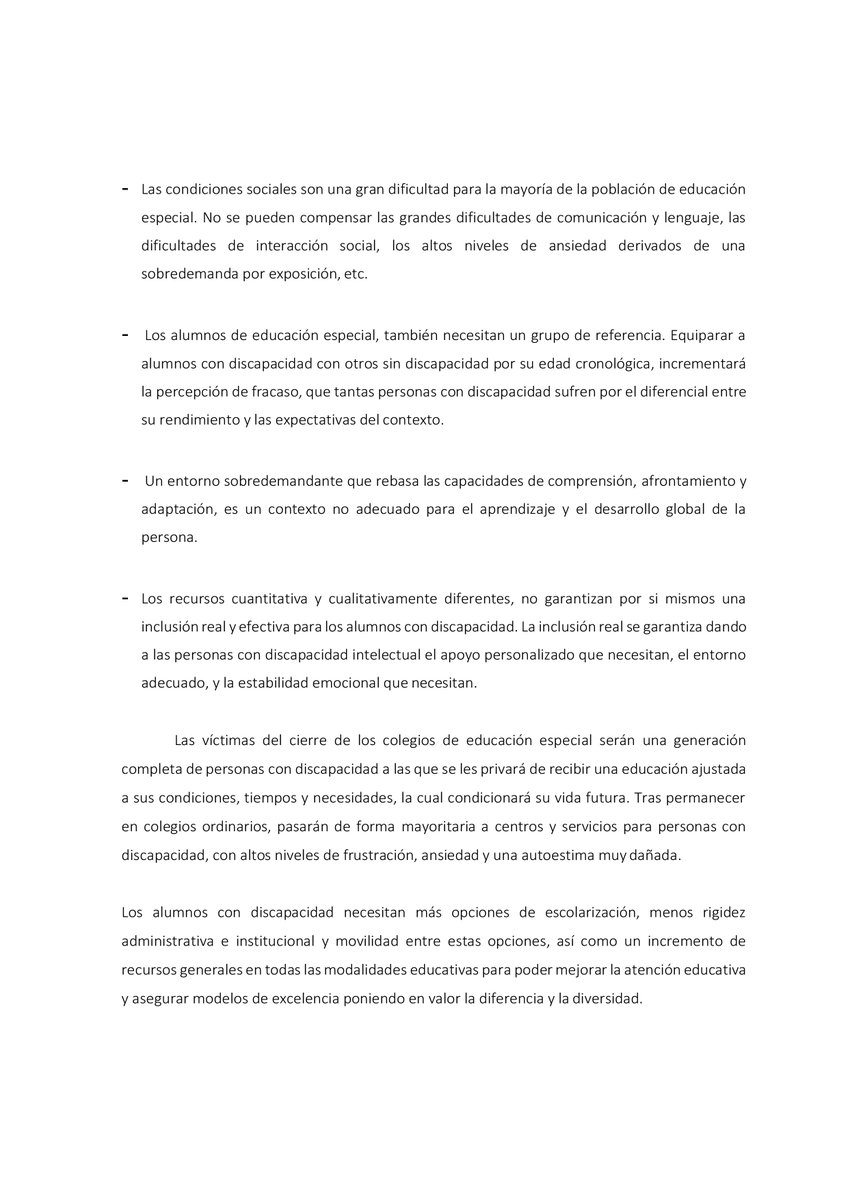 FGarrigou's tweet photo. Los Colegios de Educación Especial han emitido un informe ante el posible cierre de estos centros:
"Se privará de una educación ajustada a una generación completa de personas con discapacidad. Terminarán con altos niveles de frustración, ansiedad y una autoestima muy dañada" https://t.co/lWh0yvK9AC