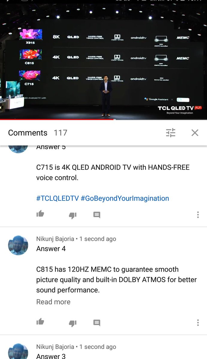 nibaofficial_13's tweet image. Participated on Youtube too.
Loved the live launch of the new appliances. Hope to win❤❤
#TCLQLEDTV #GoBeyondYourImagination
@tcl_india