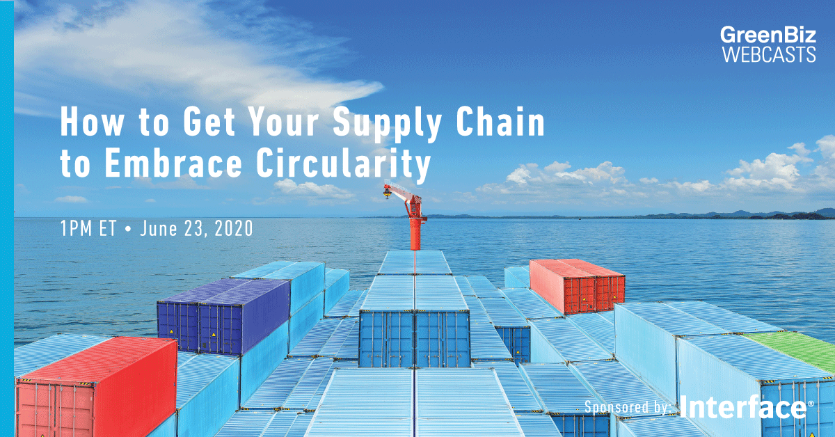 InterfaceInc's tweet photo. Want to get your supply chain to embrace circularity? Learn more on June 23 at 1 PM ET in a @GreenBiz webinar, including commentary from Interface CSO Erin Meezan and Giulio Bonazzi, CEO at Aquafil. Register here: short.url/aBcXyZ #sustainability #supplychain https://t.co/DOJc3YdUTD