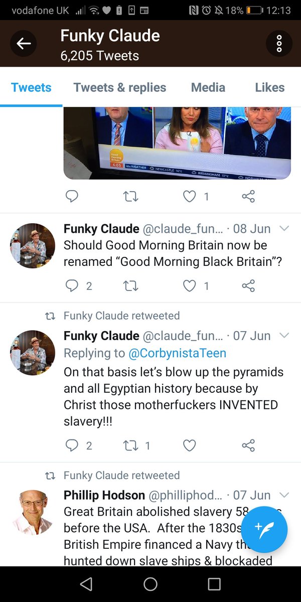 Everyday Racists *7. Don't know what was on GMB that day but there was clearly something that rattled Funky Claude. I wonder what it could possibly have been.....?