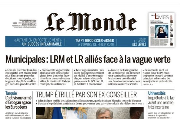 Donc si je comprends bien : en 2017, il fallait voter Macron pour faire barrage à l’extrême-droite. Ce que, pour ma part, j’ai fait. 

Trois ans plus tard, il s’agit de faire alliance avec la droite pour faire barrage... à l’Ecologie 😳😳😳

J’ai raté un épisode entre temps ?...
