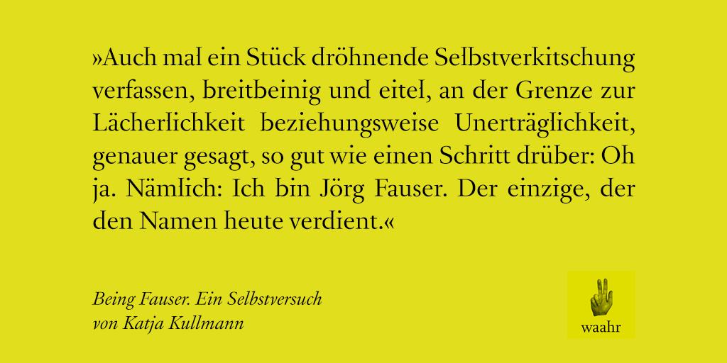 Redaktion_Waahr's tweet photo. Neu auf https://t.co/GpuA6NPfVc: Sechs Texte von Katja #Kullmann. Darunter auch "Being #Fauser. Ein Selbstversuch": https://t.co/GxyMyFCBdo https://t.co/pPzXJlVQ14