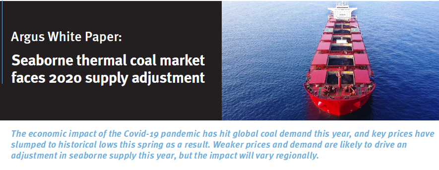 New data for  #coal exports by  @ArgusMedia shows grim outlook for thermal coal in 2020, with  #COVID19 causing declines in global coal exports of 2.7mn t in March and 3mn t in April, while prices have slumped to historical lowsUnroll for forecasts for biggest coal exporters 