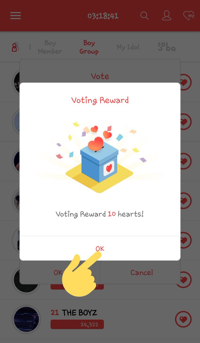 (Ever Hearts)10. Voting Bonus↳ When you vote more than 100 hearts at a time, you received the award of 10%11. Invite Friend Bonus↳ If a friend recommends your nickname, you will be rewarded 1,000 - For Level 2 or higher- Recommender: SJVotingTeam @SJofficial69