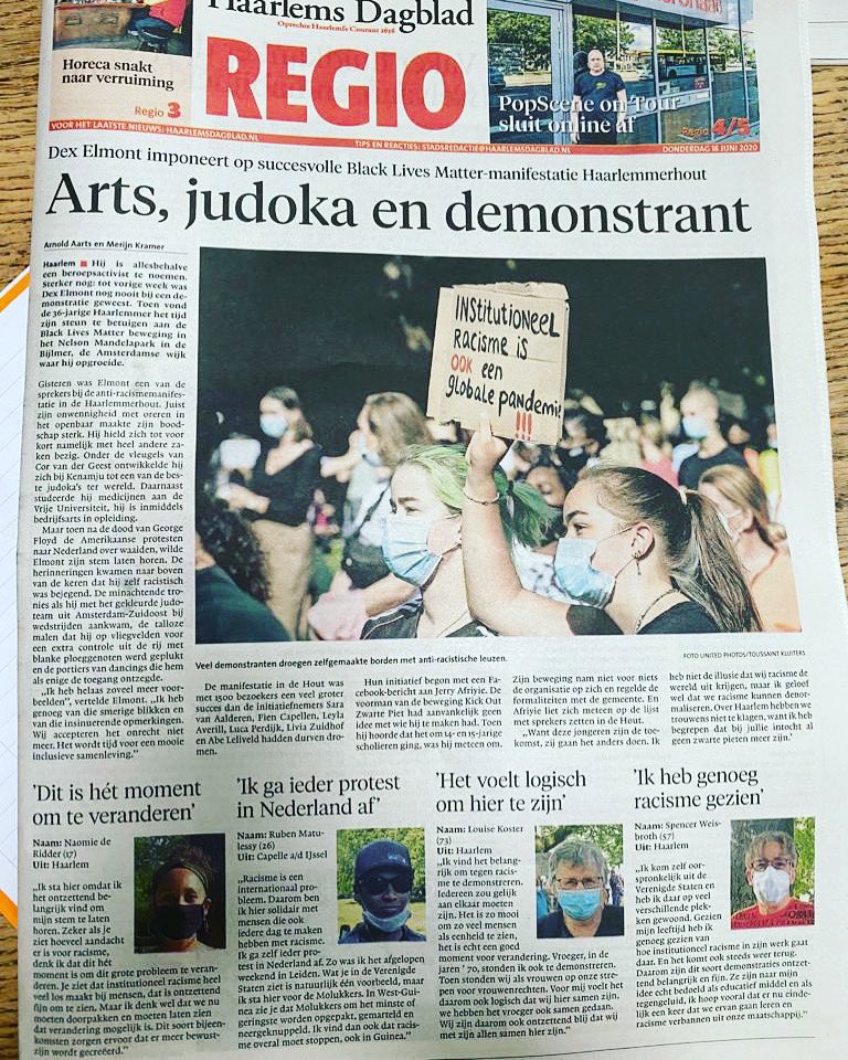 Ik heb gisteren gesproken voor 2000 mensen tijdens het #BLM protest in Haarlem. Het was niet makkelijk, het ging niet smooth, maar ik denk dat mijn boodschap is overgekomen! #inclusie #blacklivesmatternl #Haarlem #Racisme #SolidarityProtest