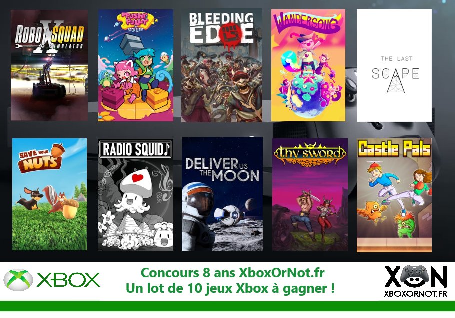 #Concours pour les 8 ans de <a href="/XboxOrNot/">XboxOrNot 🎮</a>! Pour fêter ça, un lot de 10 jeux #Xbox à gagner! 
Pour participer, c'est simple : RT et FOLLOW ! Classique non?
TAS le 29 juin :)
On est très heureux de fêter ça avec vous! 
N'hésitez pas à faire suivre à tous les fans de @XboxFr ! Enjoy ;)