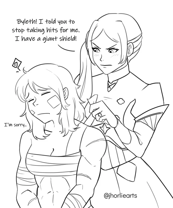 My body has been hurting the whole because of fitness boxing so my gay brain thought of a prompt as usual. Here is Byleth being dumb and in love. #Edeleth #Byleth #Edelgard #FE3H #FireEmblemThreeHouses 