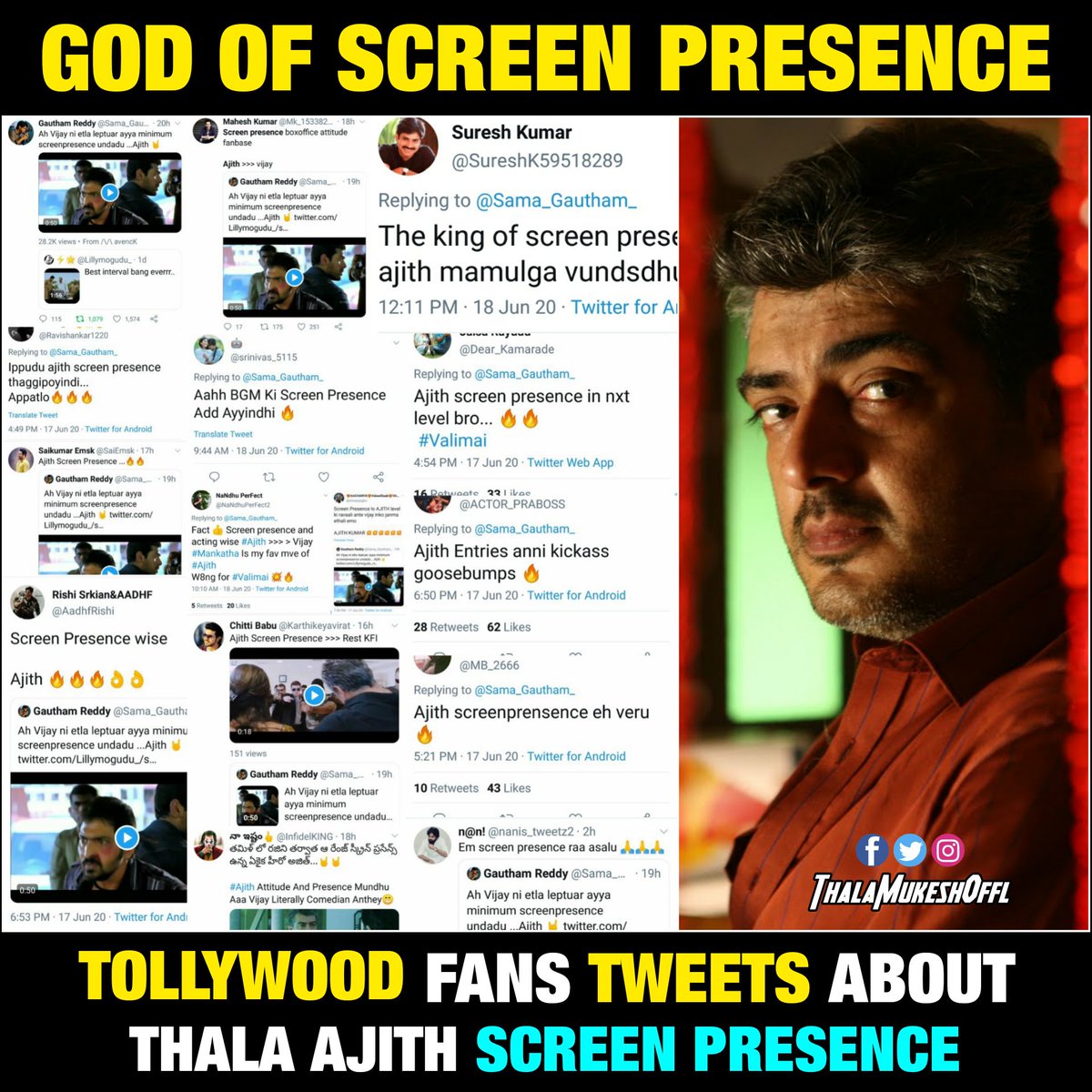 TFC_Ajithians's tweet photo. #KingOfScreenPresenceTHALA TAG Trending Due To Tollywood THALA Fans 😎 

That's Awesome ❤️❤️❤️ @AjithTelugu 

#Valimai | #ThalaAjith https://t.co/u7qBMGU33z