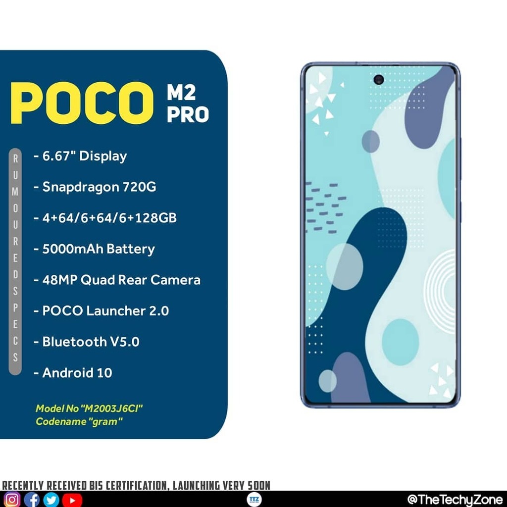 TechyFrankMedia's tweet image. Poco M2 Pro Receives BIS Certification:- Expected to End Of This Month.
Picture Here Shown isn't Actual 👍.
.
.
Follow On Other Social Media.🤩
Instagram (@TheTechyZone)
Twitter (@TheTechyZone)
YouTube (@TheTechyZone) [Link In Bio]
.
.
.
#Xiaomi #pocoM… instagr.am/p/CBkovWygIP5/