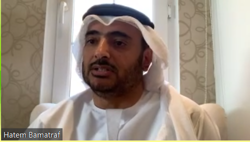 TelecomReviewME's tweet photo. CTO of @etisalat Etisalat, Hatem Bamatraf @buhind kicks off the discussion, stating that during the pandemic, there has been a "Noticeable decline in voice while data is increasing". #TR_virtualpanel #5G #virtualpaneldiscussion #operator #UAE https://t.co/d8FtRb8td7
