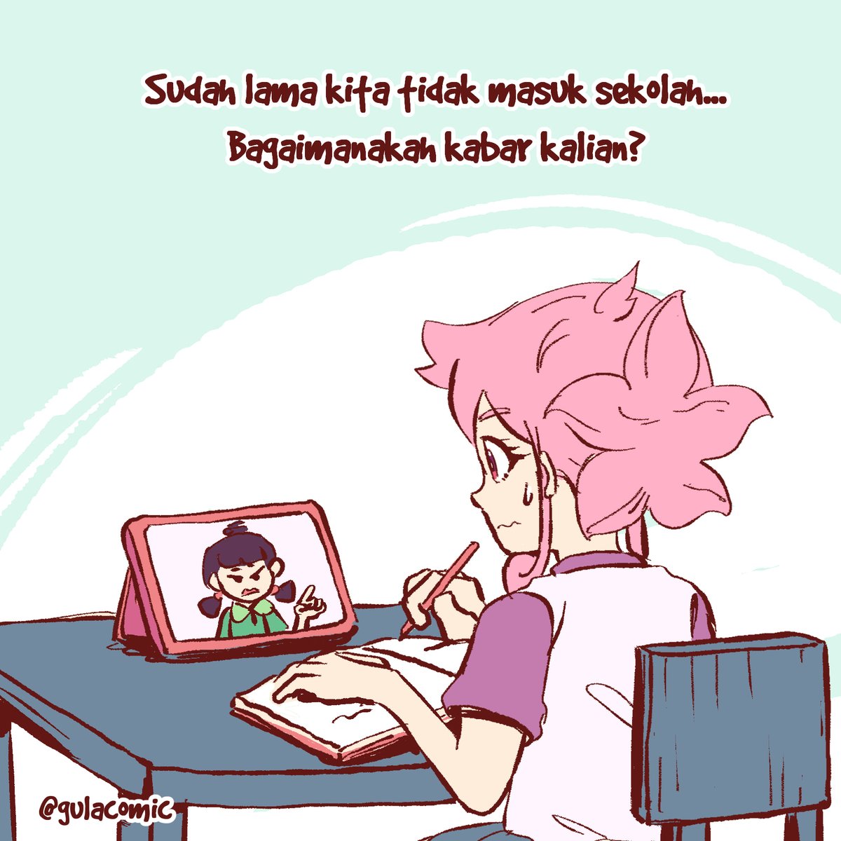 gulacomic's tweet photo. Bosen ya sekolah dirumah,ingin ketemu teman secara langsung....#COVID19 https://t.co/vHf0IFwsiY