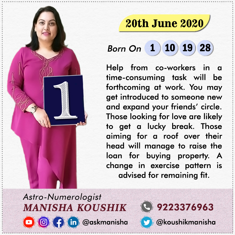 KoushikManisha's tweet photo. Know your Numerology Forecast for 20th June 2020 as per Birth Date - Life Path Number Predictions by Astrologer Manisha Koushik ☺️

#numerologyreading #numerologylife #numerologia #numerology1 #numerology2 #numerology3 https://t.co/3C9e9pvbNj
