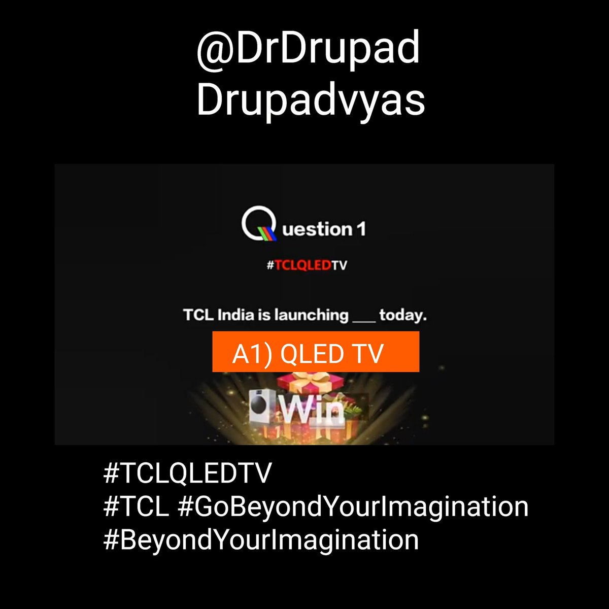 DrDrupad's tweet image. A1) QLED TV

#TCLQLEDTV

#TCL #GoBeyondYourImagination

#BeyondYourImagination

@tcl_india