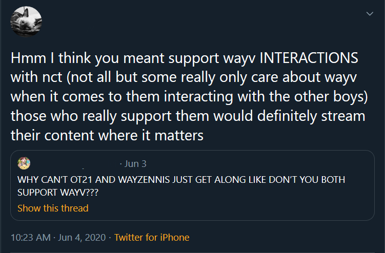I'm not here to shame anyone - hence why I blurred out the names - but PLEASE consider how behaviour like this might turn people off of the group you want more fans to get into.Feeling like you're a bad fan does not make someone want to invest more.