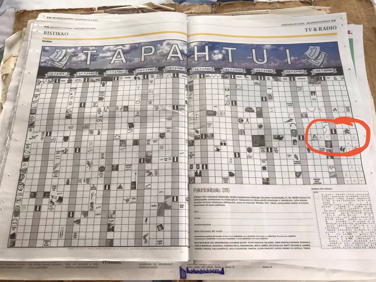 Arctian täyttäessä 10 v ja jäänmurto 130 v tänä vuonna, <a href="/Arctia/">David James</a> esiintyy ensimmäistä kertaa myös HS juhannusristikossa tänään 18.6.2020. Hauskaa Juhannusta! #Arctia #HS #juhannus