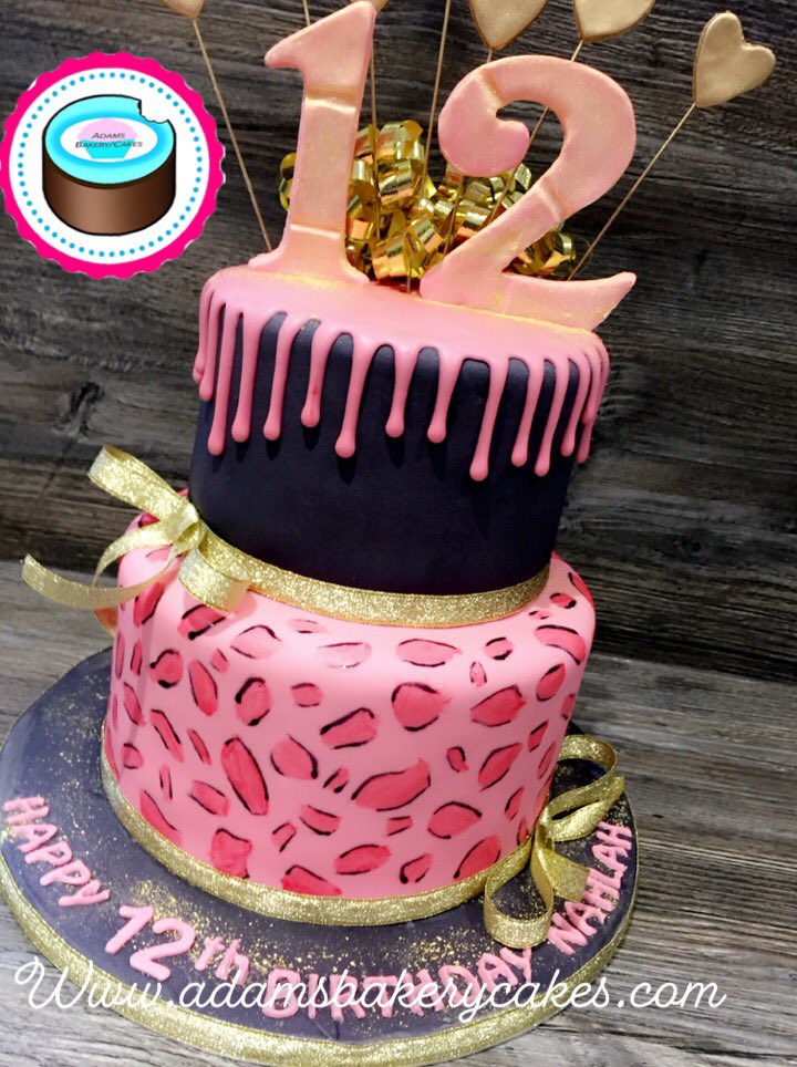 adamsbakerycake's tweet photo. 12th birthday black pink drip cake with painted animal print design.. topped with giant 12 and lover hearts ♥️ !! 
https://t.co/voL2MZYMIT #cakemaker #cakes #sheffieldissuper #sheffieldcakemaker #southyorkshire #massaticino https://t.co/ihnK9naAL6