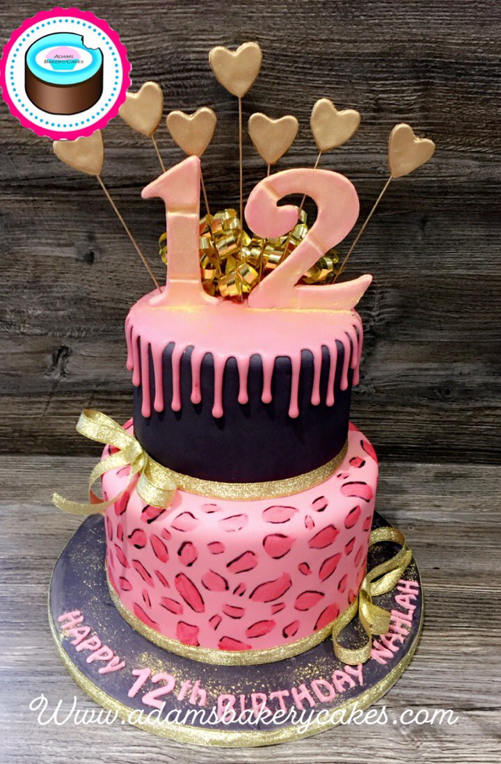 adamsbakerycake's tweet photo. 12th birthday black pink drip cake with painted animal print design.. topped with giant 12 and lover hearts ♥️ !! 
https://t.co/voL2MZYMIT #cakemaker #cakes #sheffieldissuper #sheffieldcakemaker #southyorkshire #massaticino https://t.co/ihnK9naAL6