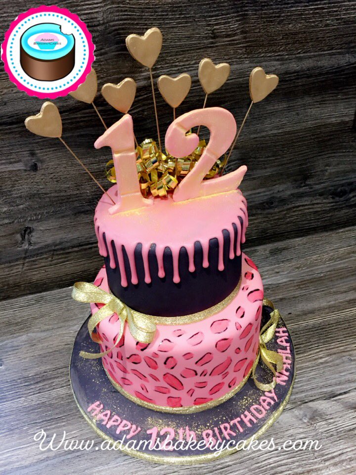 adamsbakerycake's tweet photo. 12th birthday black pink drip cake with painted animal print design.. topped with giant 12 and lover hearts ♥️ !! 
https://t.co/voL2MZYMIT #cakemaker #cakes #sheffieldissuper #sheffieldcakemaker #southyorkshire #massaticino https://t.co/ihnK9naAL6