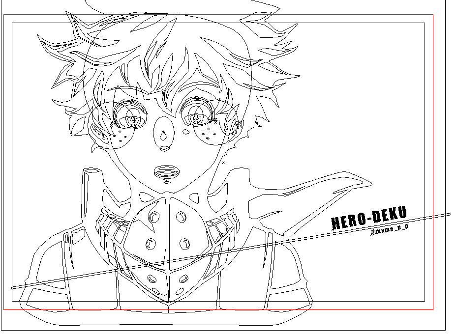 さっき配信しながら描いてたデくん。とそのアウトライン。星キラキラしたかったけどなんかうまくいかないのでこれで一旦終了。 