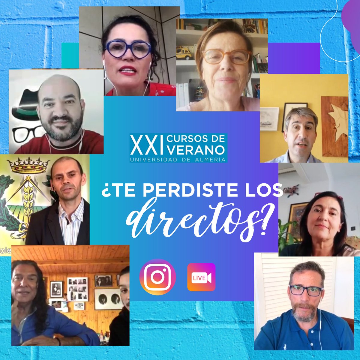 ualmeria's tweet photo. ¿Te has perdido algún directo con los directores de #ualcdv2020 o quieres volver a revivirlo? 🎥 En la cuenta de instagram @ualescultura, ¡puedes encontrarlos! 🤩
🏃🏻♀️🏃🏻 Aún quedan plazas disponibles en algunos cursos. No pierdas la oportunidad y ¡MATRICÚLATE! https://t.co/9yBxBFSdM1