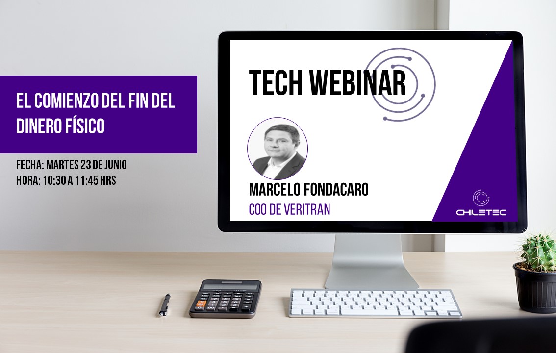 ChiletecOrg's tweet image. #TechWebinarChiletec: &quot;El comienzo del fin del dinero físico&quot; Marcelo Fondacaro -COO de @Veritran hablará sobre los beneficios de los pagos digitales aplicados en este tiempo de pandemia, y cómo el futuro inevitablemente irá por ese camino Inscribete en 👉 lnkd.in/eNPv5SR