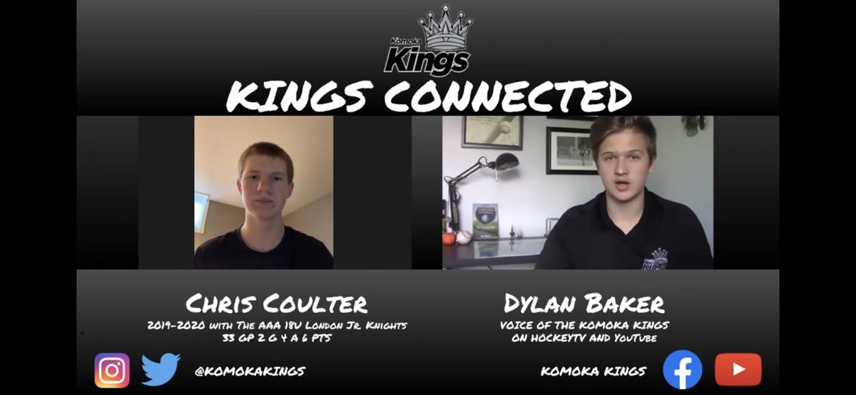 KomokaKings's tweet photo. Episode 8 of Kings Connected is out now!  In this episode, @DBakes11 sits down with defenceman Chris Coulter, who played last season with the AAA Major Midget London Junior Knights! Go check it out now: https://t.co/FF4nzDJF9S https://t.co/PL24y7qU4N