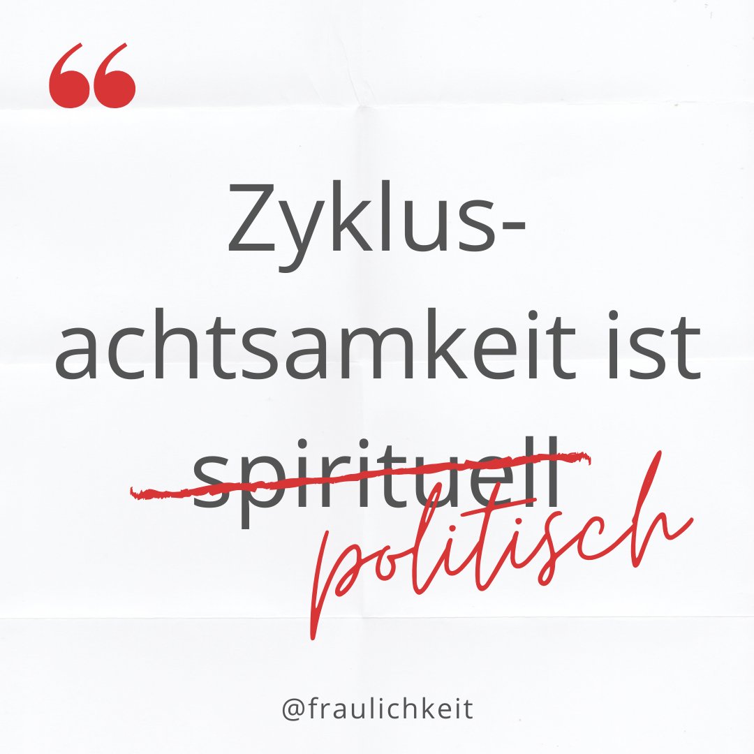 #Zyklusachtsamkeit ist #politisch. Denn Wissen ist #Macht. Und nur, wenn du deinen eigenen #Körper, deine #Bedürfnisse und Grenzen kennst und dadurch #selbstbestimmt dein #Leben gestaltest, kannst du #Gleichberechtigung erreichen. Mehr dazu: fraulichkeit.de/zyklusachtsamk…