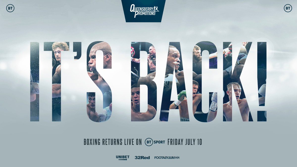 🚨 𝐁𝐎𝐗𝐈𝐍𝐆 𝐈𝐒 𝐁𝐀𝐂𝐊!!! 🚨

Delighted to confirm that boxing in the UK will return from July 10 live on <a href="/btsport/">TNT Sports</a> 🥊

Our run of summer studio shows will feature some cracking British Championship fights and some of the best young talent in world boxing! 🔥 

#ItsBack