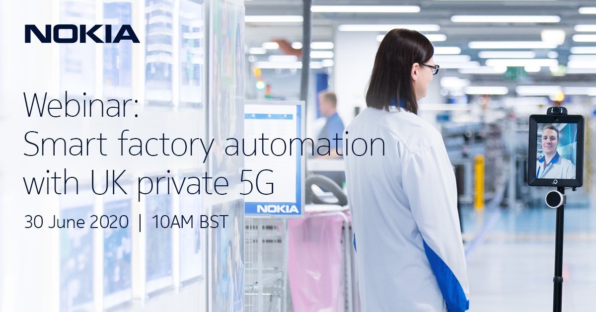 nokiaindustries's tweet photo. Experience how to get started with your #SmartFactory digitalization journey with private #5G wireless networks in the UK. Register for this upcoming webinar on June 30th https://t.co/dJhe5BGk9j #Industry40 #PrivateWireless #Manufacturing https://t.co/ojLfbdJb8U