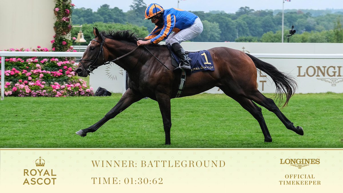 RACE 4: THE CHESHAM STAKES

Winner: Battleground

Jockey: Ryan Moore

Trainer: Aidan O'Brien

#RoyalAscot <a href="/Longines/">Longines Watch Co.</a>