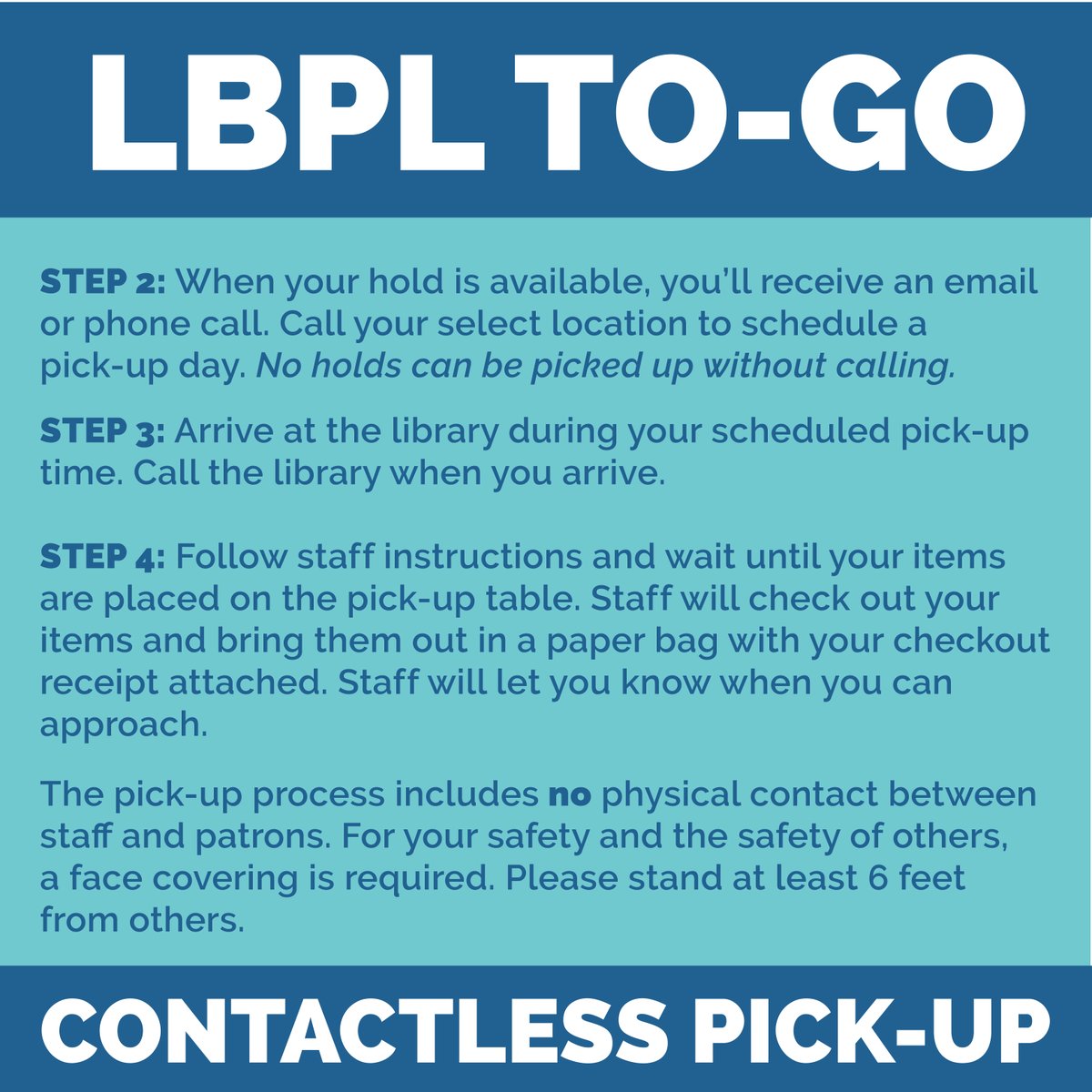 LBCityLibrary's tweet image. LBPL To-Go, our contactless pick-up service for books, DVDs, CDs, and audiobooks, will begin on Tuesday, June 23rd!

For more info, visit longbeach.gov/library/news/l…