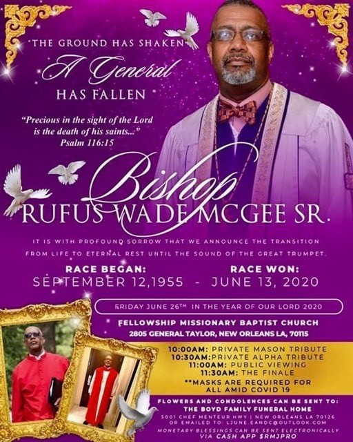 Services for Mr. McGee will be June 26th, 2020. Mr. McGee is truly missed by the IHSNO Community.