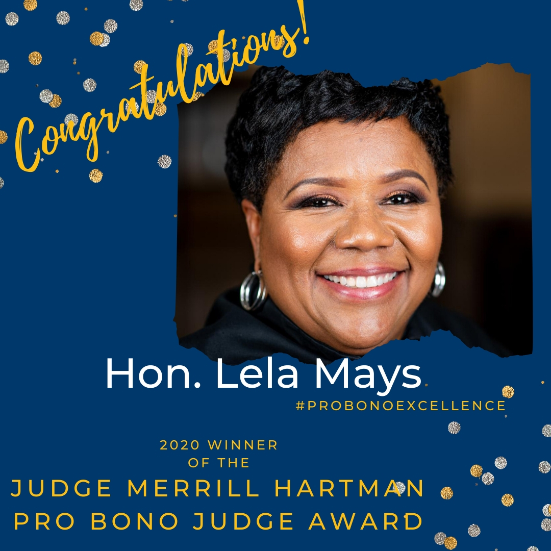 Please join <a href="/TexasATJ/">Texas Access to Justice Commission</a> in congratulating the <a href="/statebaroftexas/">State Bar of Texas</a> 2020 Judge Merrill Hartman Pro Bono Judge Award recipient, Hon. Lela Mays. Judge Mays, your dedication to the provision of legal services to the poor is truly exceptional. Congratulations &amp; wow! #ProBonoExcellence