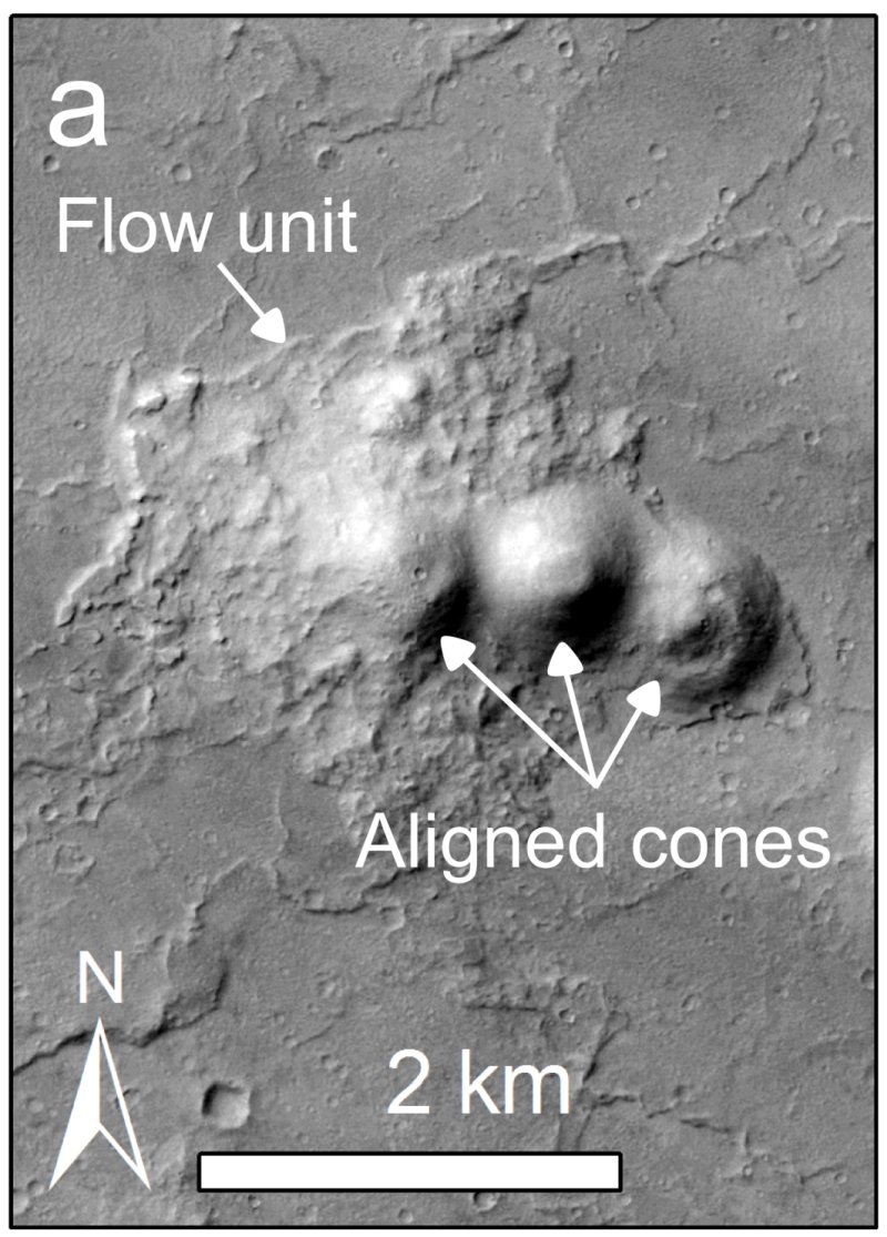 So let's start. There is a ongoing debate within martian community whether some flow-like and cone-like features on the surface of Mars resulted from igneous  #volcanism or sedimentary volcanism. We are trying to find this out really hard, but this is not easy task. Why? 2/n