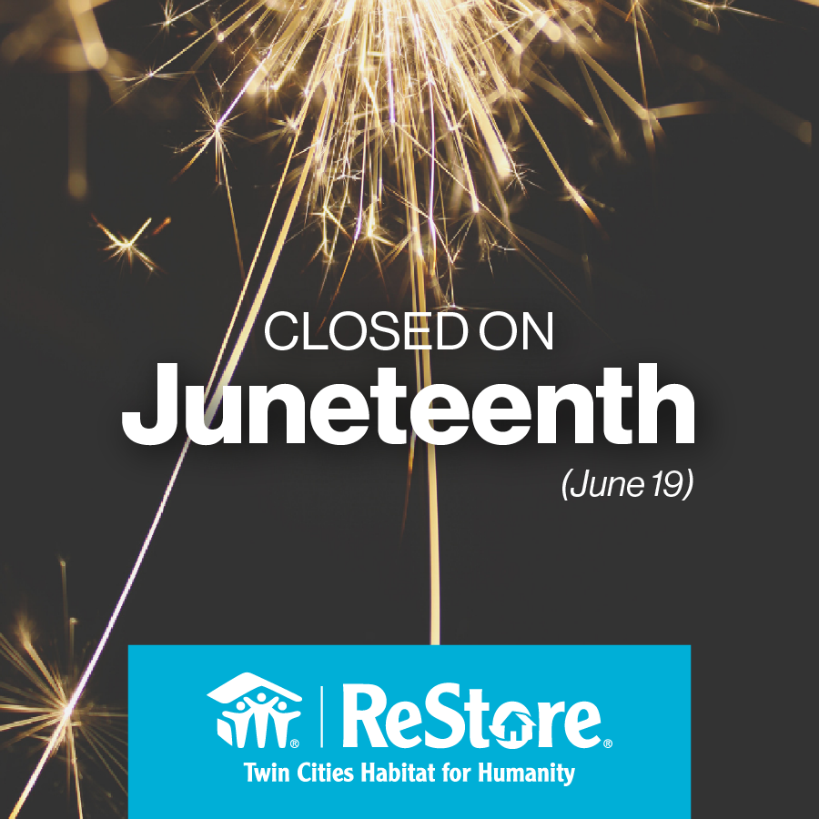 ReStoreTC's tweet image. ReStore is closed on Friday, June 19 for Juneteenth, a holiday to commemorate the end of slavery in the U.S. and celebrate the achievements of Black Americans. ReStore will be open this Saturday with normal business hours.