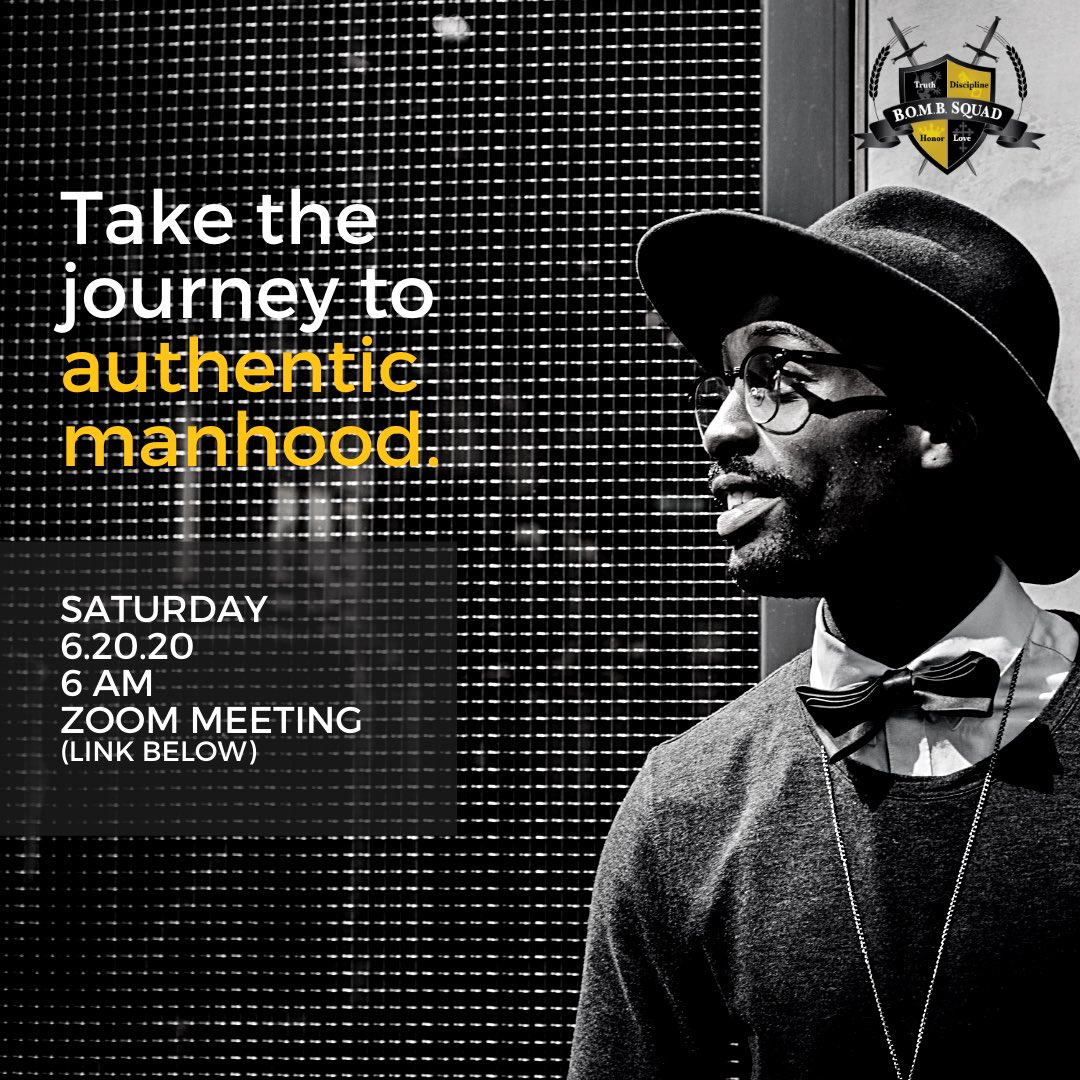 BOMBSquadDetro1's tweet photo. Are you coming along for the ride?

Start the journey this Saturday, June 20, 2020 at 6am to learn more about this journey to authentic manhood.

Zoom Meeting
https://t.co/BvC4sOyeNG
Meeting ID: 938 1297 0690
 
https://t.co/EP9ofXiu93

#BOMBSquadDetroit #BringOurMenBack #Manhood https://t.co/fkI8r8M0J6