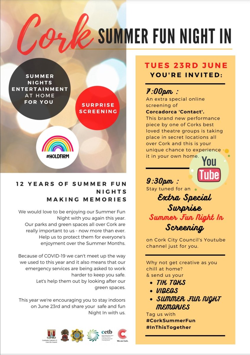 CorkCityPartner's tweet photo. We are looking forward to Cork SUMMER FUN NIGHT IN - online activities on Tues 23rd June from 7pm.👉 See all the details on the leaflet.🤸 #CorkSummerFun #InThisToGether 💚
@corkcitycouncil @CorkETB https://t.co/vrZcCPy0yg