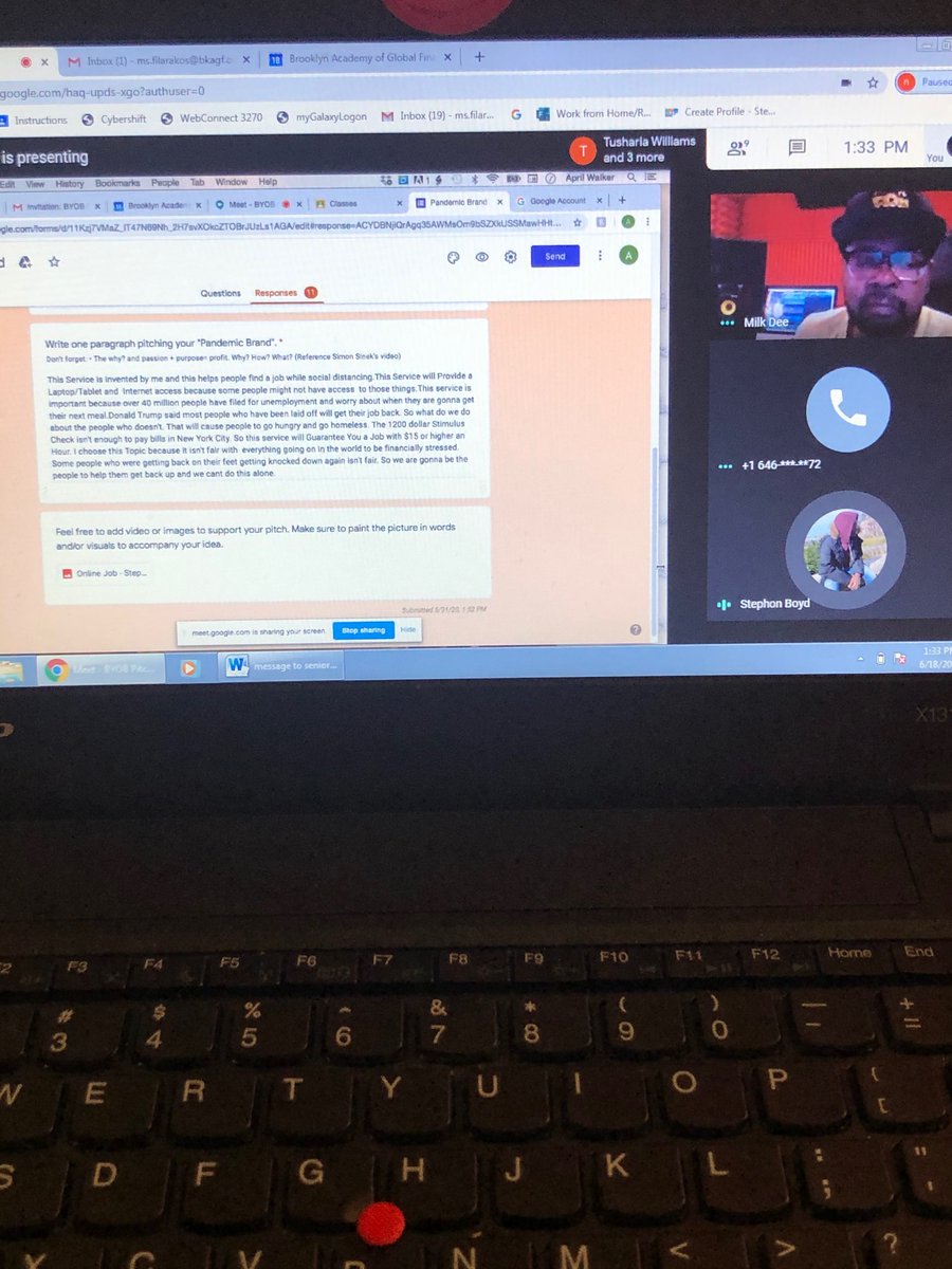 MsFilarakos's tweet photo. I’m so proud of our kiddos who showed up today to share their pandemic pitch for @theaprilwalker and Milk Dee! You guys did a beautiful job!!! @BrooklynGlobal1 #globalfinancescholars https://t.co/ImiJjm0LaY