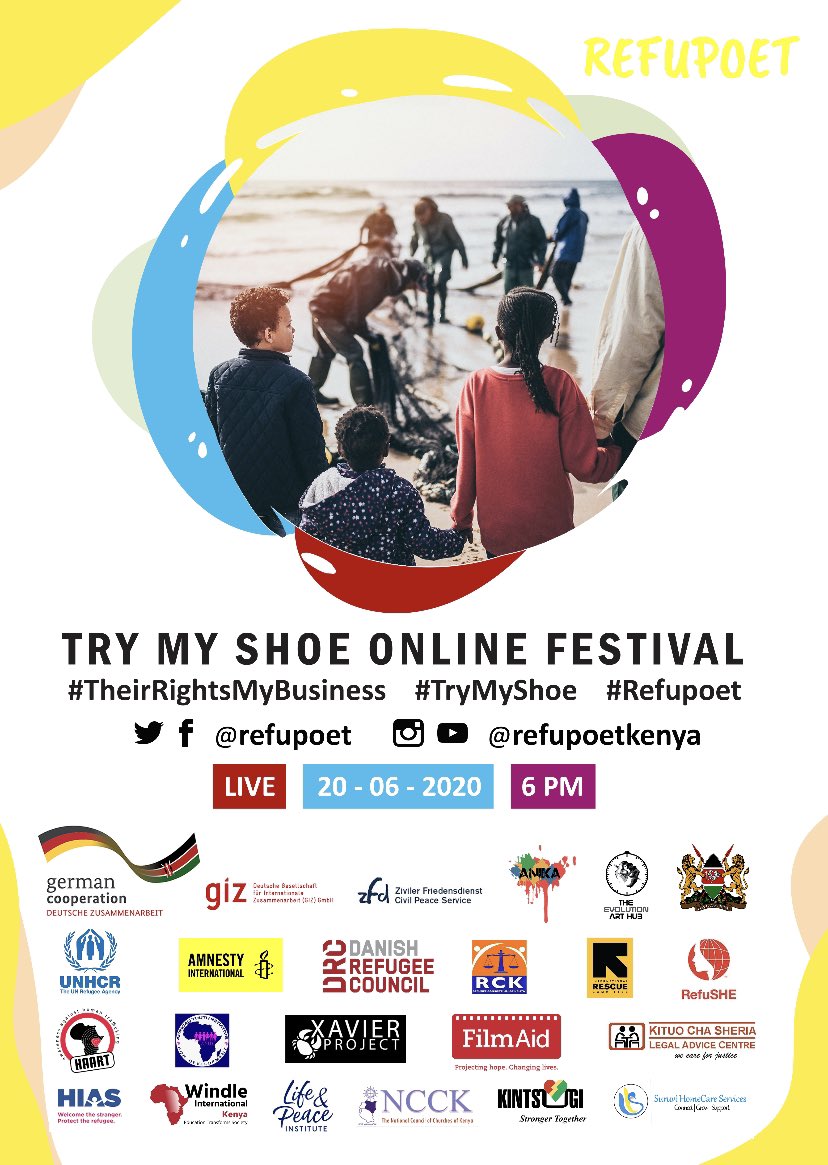 AmnestyKenya's tweet photo. Our panelists have implored us to stand with refugees this #WorldRefugeeDay ! We ask you to join us this Saturday at @refupoet’s online festival sharing refugee stories using art! Here’s a production by refugees in #Kakuma to get you ready for Saturday! https://t.co/1EzNAjSY9I https://t.co/jm4XrYowi9