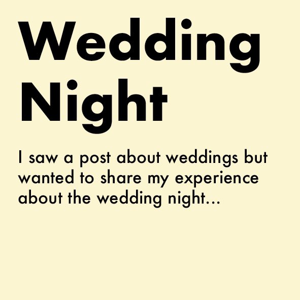 thelettersproj's tweet photo. Anonymous woman’s experience on her wedding night https://t.co/iY4VEQoIkD