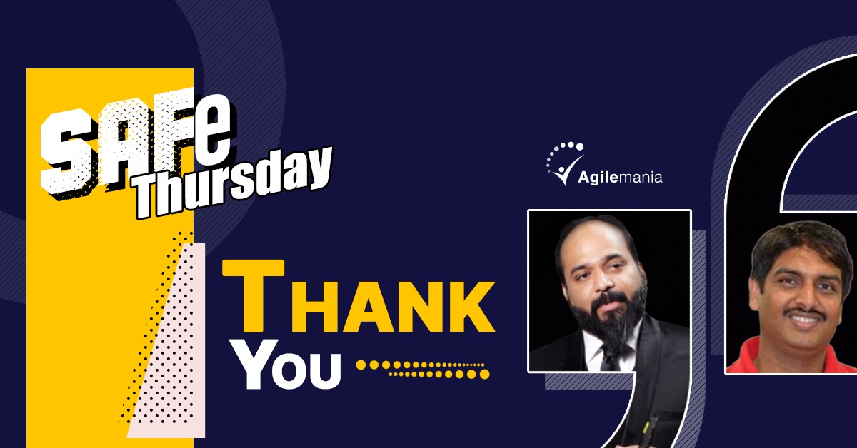 agilemania's tweet photo. A great big THANK YOU to all the folks who participated in our today's #SAFeThursday's Webinar, "SAFe Essentials: Back to Basic" by @P2pandalay & @ashwineekalkura. We hope you enjoyed the presentation.
For More Upcoming Update Join this group: https://t.co/qD2qEkSFRD https://t.co/TSXrSVTtnJ