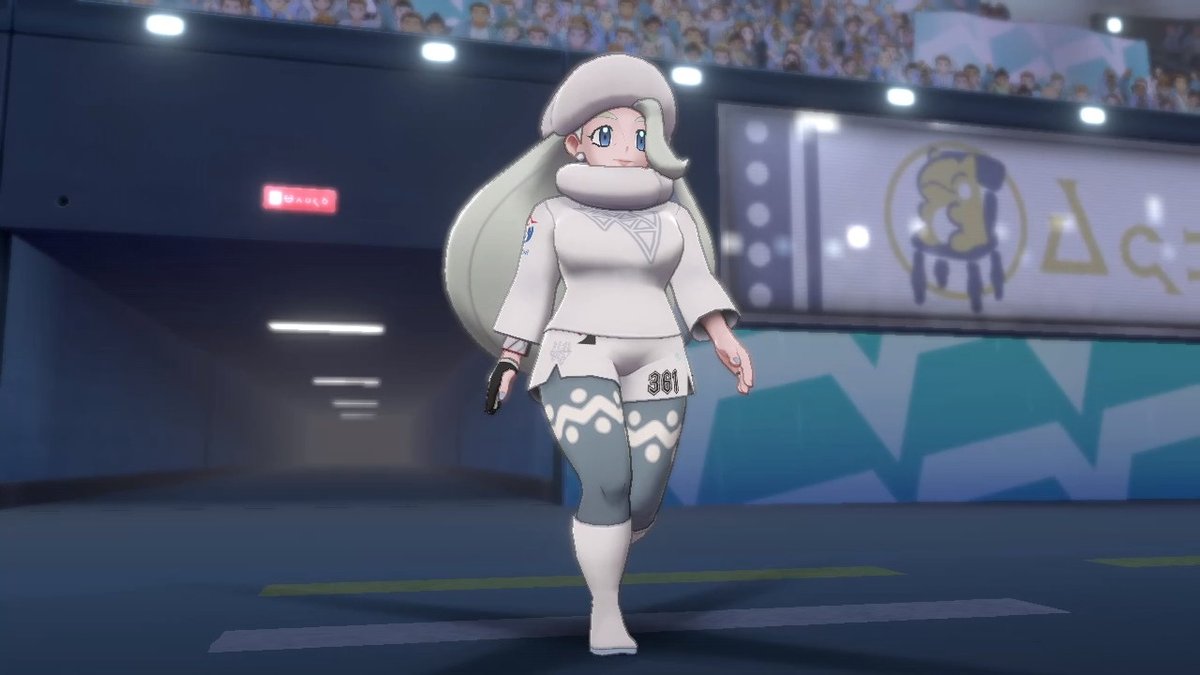 明日宮黎亜 メロンさん こおりタイプ使いのジムリーダーにしては珍しく 暖かそうな防寒対策万全の服装をしていますよね ヤナギさんと気が合いそうです ポケモン剣盾 Nintendoswitch 明日宮のガラル紀行