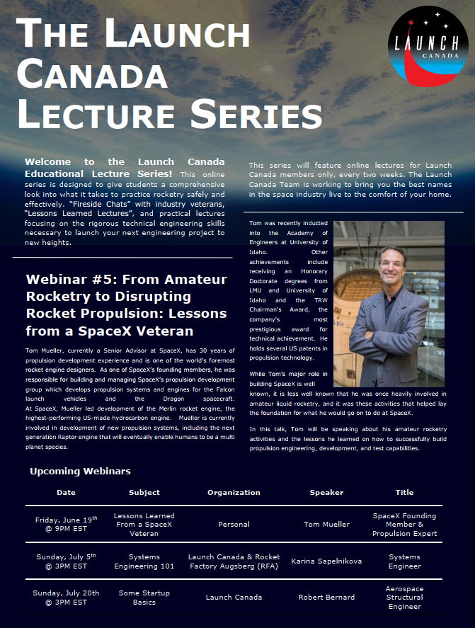 Launch_Canada's tweet photo. Are you ready?! @lrocket talks with Launch Canada's own Adam Trumpour!

Friday, June 19th, 9PM EDT

#FireSideChat #Webinars #LaunchTheNorth #RocketLegend #LaunchCanadaLectureSeries https://t.co/s9P1E8YPGM