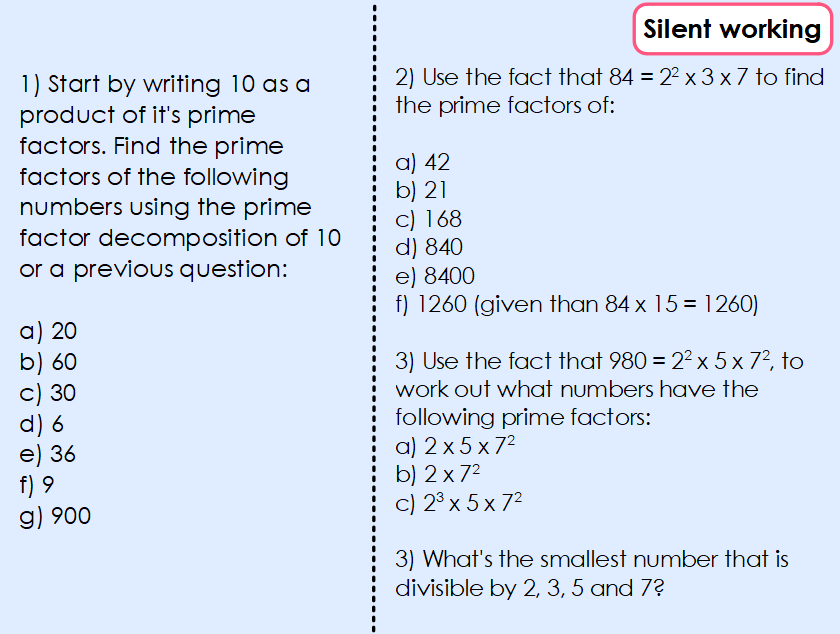 MrsLWilsonMaths's tweet photo. Enjoyed doing a bit of planning for next year on prime factorisation. Inspired by @StudyMaths session a few weeks back on 'Behaving Mathematically' https://t.co/Og25E2pd3R