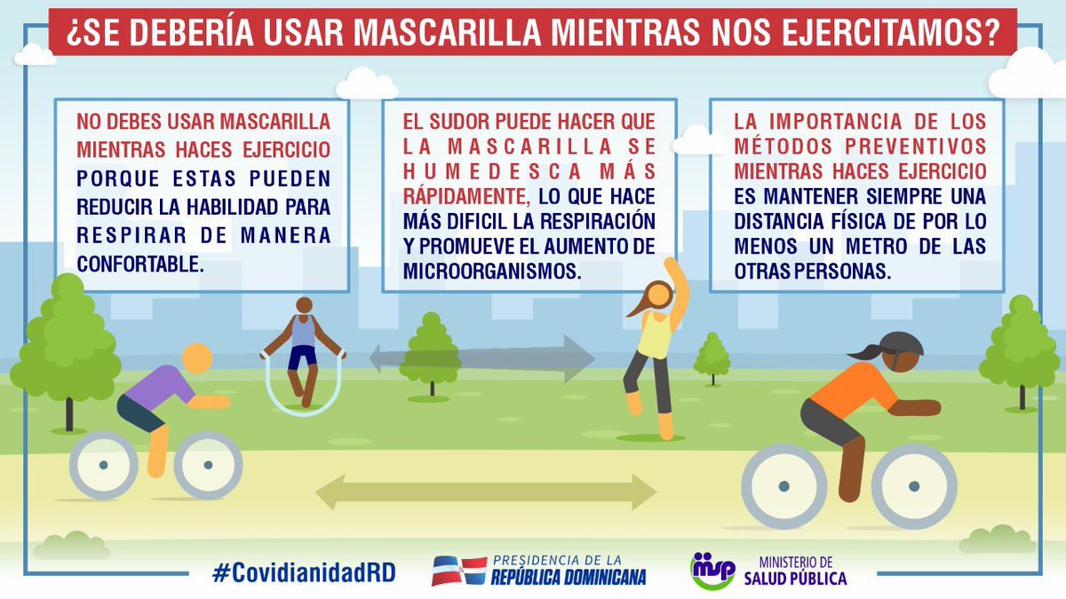 Hacer ejercicio es importante para mantener la salud en buen estado. 

Si te has preguntado qué debes hacer para protegerte mientras realizas alguna actividad física en esta #CovidianidadRD, esta información es para ti.