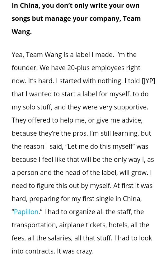 For the last time:1. Team Wang is not under jype, Jackson is the ceo and he is the one who built it with 25 to 30 employees for now2.jype take profit from him without doing anything because Jackson the one who pay for his solo career3.jype limit his solo caree so he can't...
